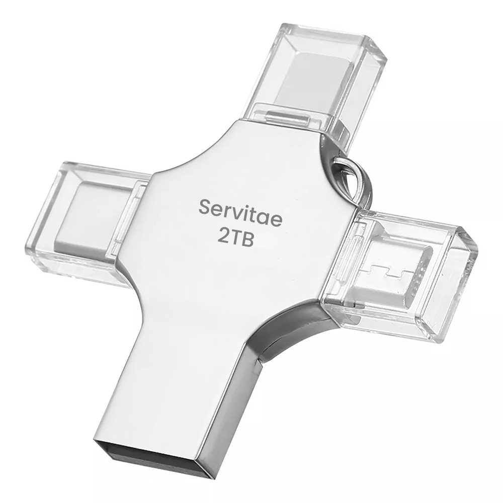 Memoria Otg 4 En 1 iPhone Android iPad Pc Usb-c Lighting 2tb