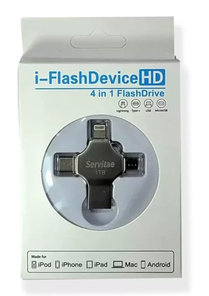 Memoria Otg 4 En 1 iPhone Android iPad Pc Usb-c Lighting 1tb