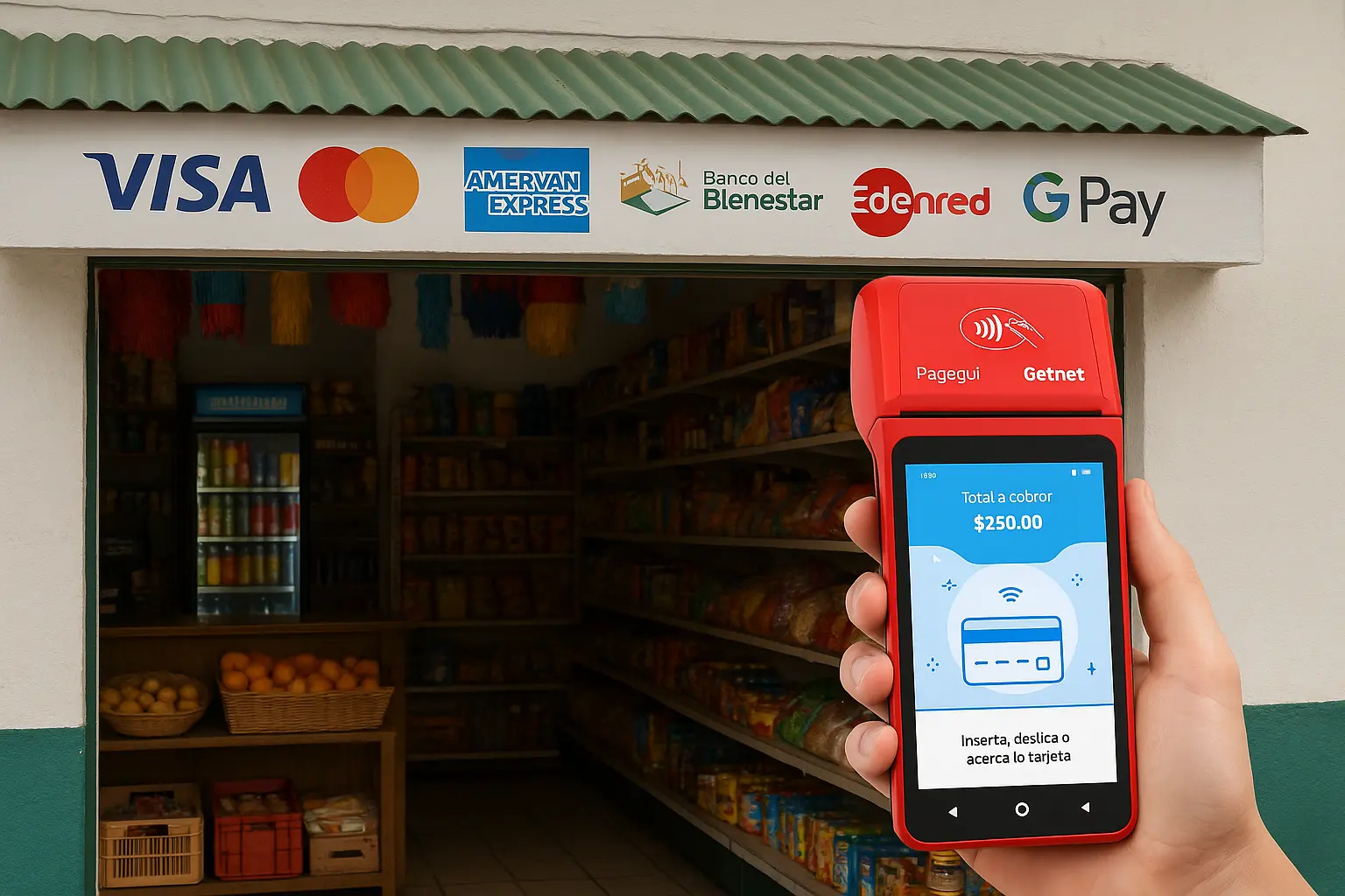 Terminal MAX Pagaqui portátil para pagos con tarjetas y recargas