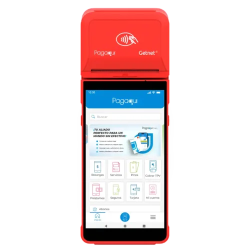 Terminal de cobro Max Pagaqui con tecnología NFC y EMV para aceptar pagos con tarjetas, wallets digitales y sistema contactless