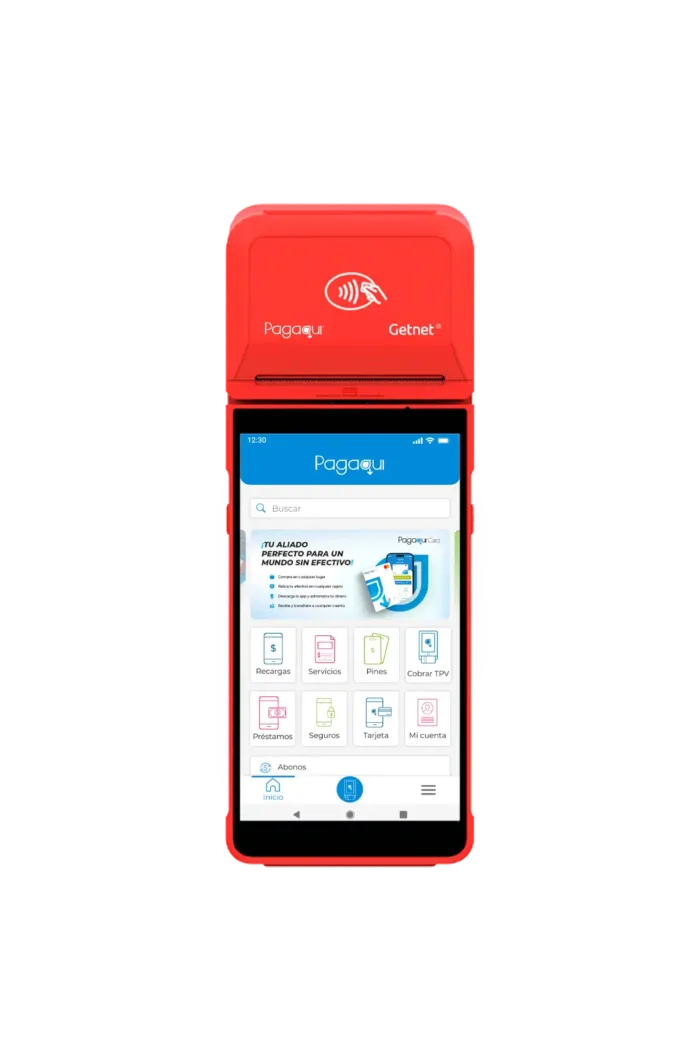 Terminal de cobro Max Pagaqui para negocios de todos los tamaños, equipada con tecnología NFC y EMV para aceptar pagos de tarjetas de crédito, débito, Bienestar, vales y billeteras digitales como Apple Pay y Google Pay. Desde la comodidad de tu tienda, restaurante o emprendimiento, podrás cobrar de forma rápida, segura y sin complicaciones.