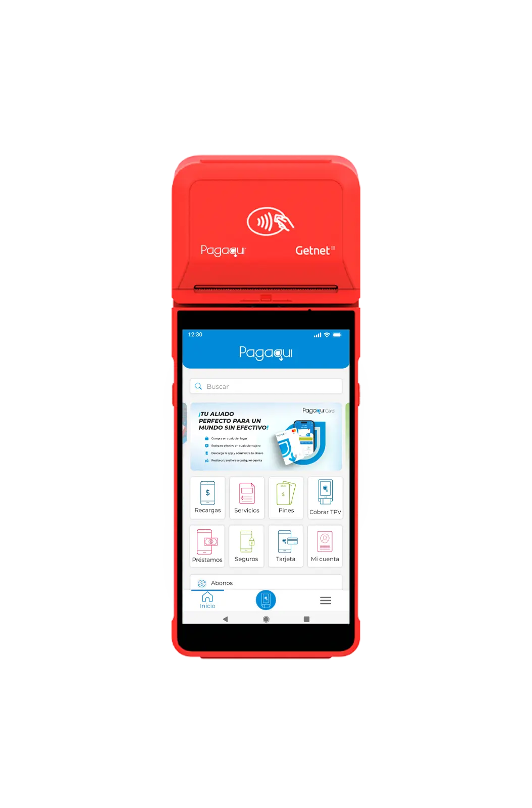 Terminal de cobro Max Pagaqui para negocios de todos los tamaños, equipada con tecnología NFC y EMV para aceptar pagos de tarjetas de crédito, débito, Bienestar, vales y billeteras digitales como Apple Pay y Google Pay. Desde la comodidad de tu tienda, restaurante o emprendimiento, podrás cobrar de forma rápida, segura y sin complicaciones.