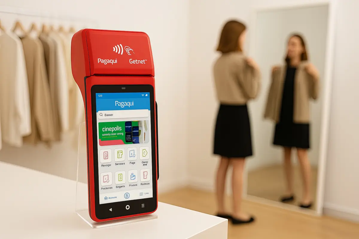 Terminal de cobro Max Pagaqui para negocios de todos los tamaños, equipada con tecnología NFC y EMV para aceptar pagos de tarjetas de crédito, débito, Bienestar, vales y billeteras digitales como Apple Pay y Google Pay. Desde la comodidad de tu tienda, restaurante o emprendimiento, podrás cobrar de forma rápida, segura y sin complicaciones.