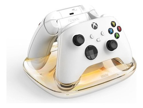 Base de carga 8BitDo para controles Xbox con diseño negro y luces LED indicadoras de estado de carga