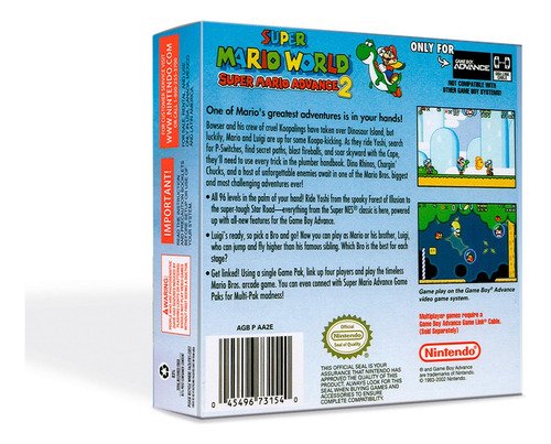 Gameplay de Super Mario Advance 2 mostrando a Mario montando a Yoshi en Game Boy Advance