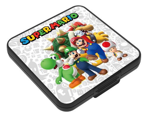 Interior del estuche Super Mario para Nintendo Switch con capacidad para 12 juegos y forro de silicón protector
