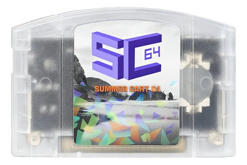 Cartucho Summer Cart Ed64 para Nintendo 64 con diseño transparente mostrando componentes internos
