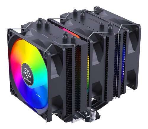 Ventilador disipador RGB triple Snowman-Servitae mostrando iluminación frontal y diseño gamer para computadora