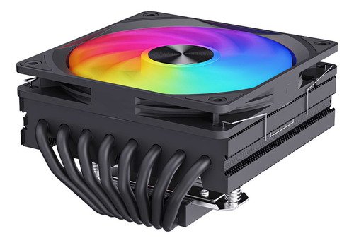 Disipador de CPU Snowman-Servitae con iluminación RGB visto frontalmente, ideal para gabinetes compactos