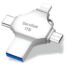 Memoria OTG 4 en 1 de 1TB con conectores USB-C, Lightning, Micro USB y USB-A para dispositivos multiples
