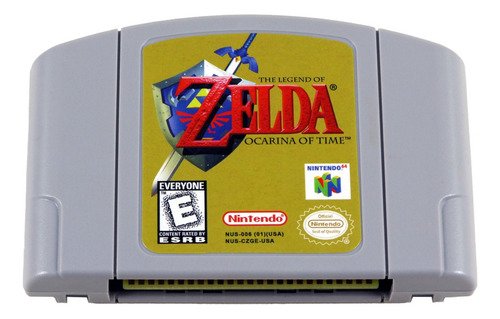 Cartucho de Zelda Ocarina of Time para Nintendo 64 con traducción completa al portugués brasileño mostrando el arte original