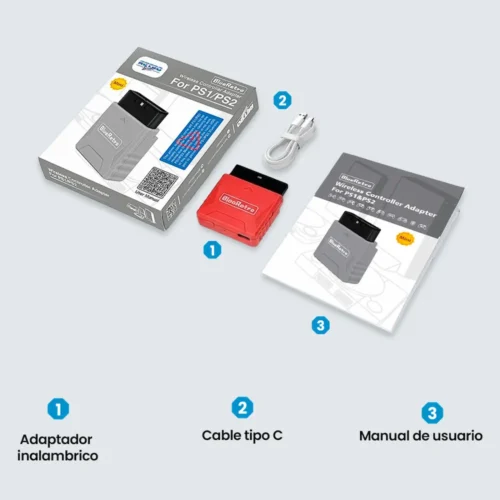 Adaptador inalambrico 1 mando compatible con consolas PlayStation 1/2