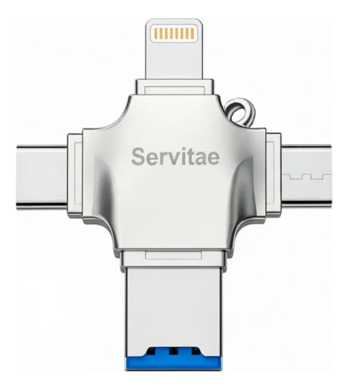 Memoria de 2 terabytes con conectores Lightning, USB-C y MicroUSB para dispositivos Android, iOS y PC