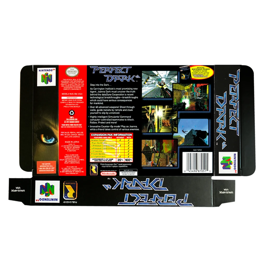 Protector kit manual, caja y protector acrilico Perfect Dark N64