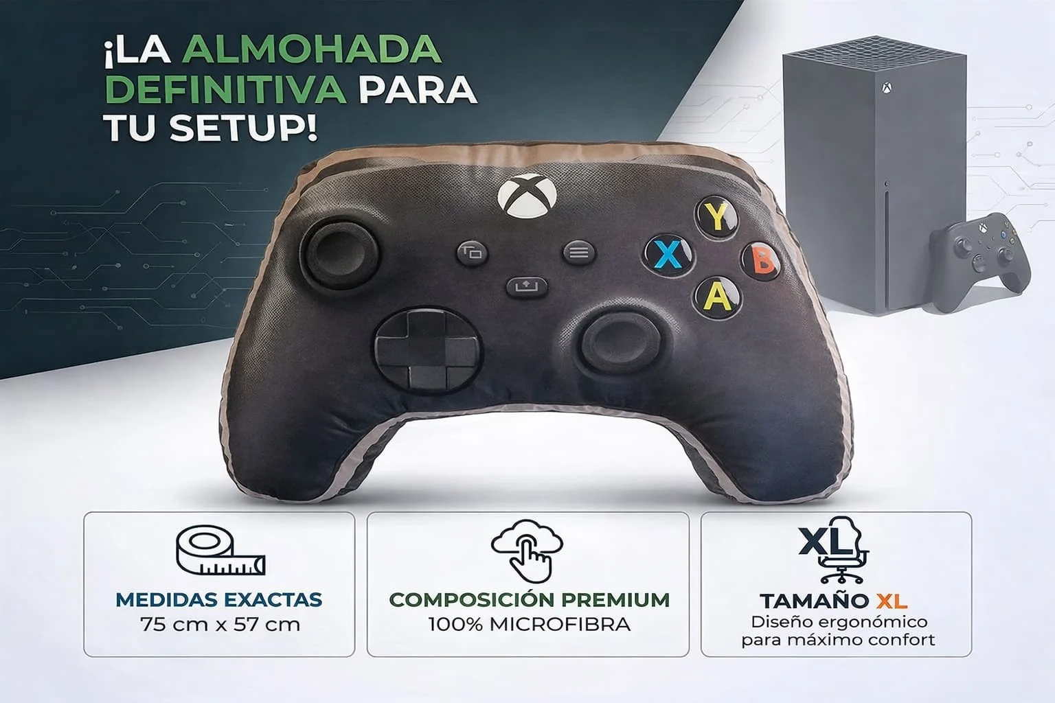 Cojín Xbox Xl Control 75x57 cm Microfibra de Colección - Imagen 2