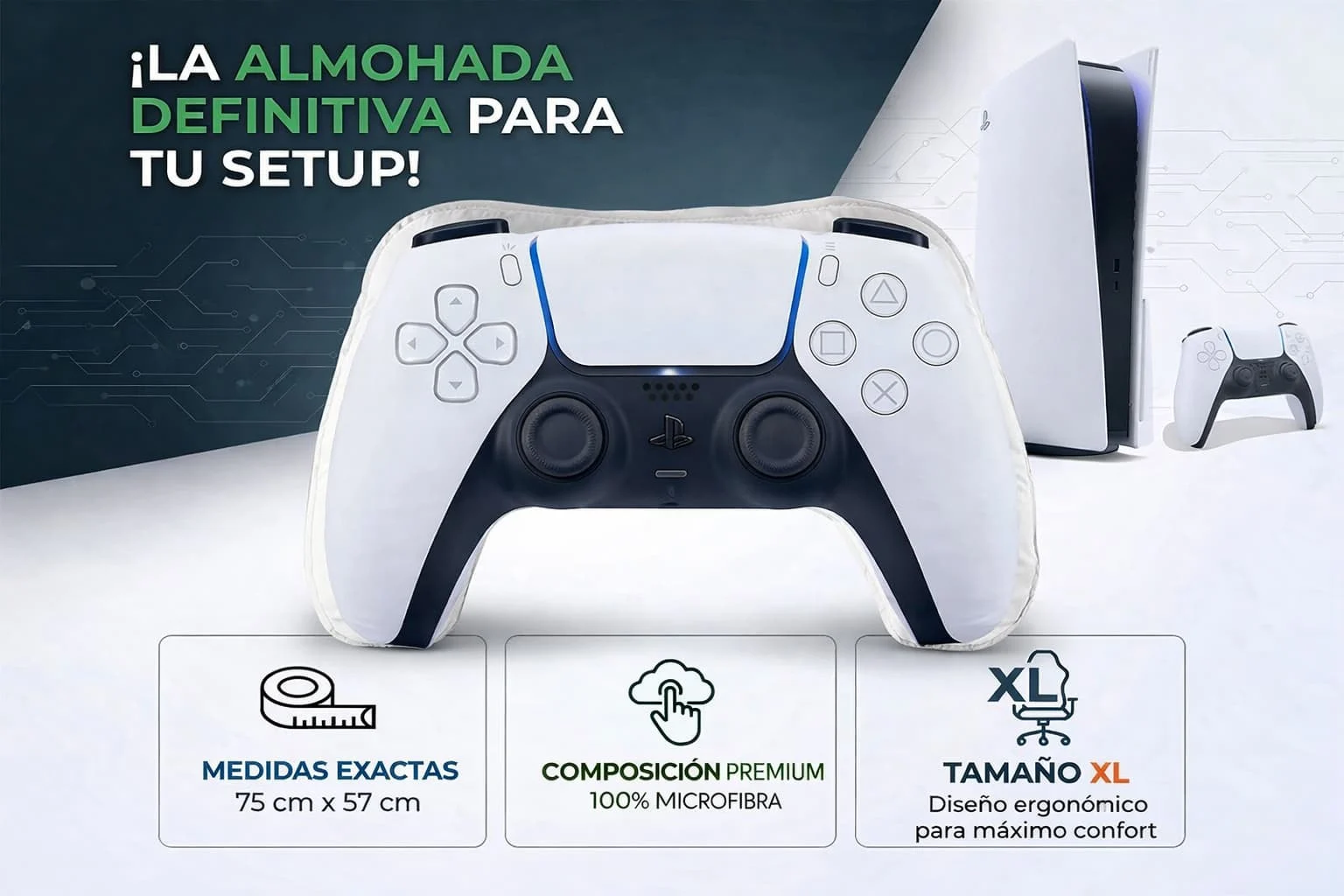 Cojín PS5 Xl Control 75x57 cm Microfibra de Colección - Imagen 2